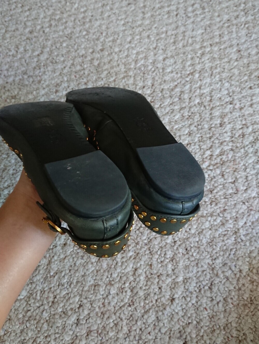 Tory Burch Holden gold tone Studded hunter green Ballet Flats size 7 - Picture 14 of 14